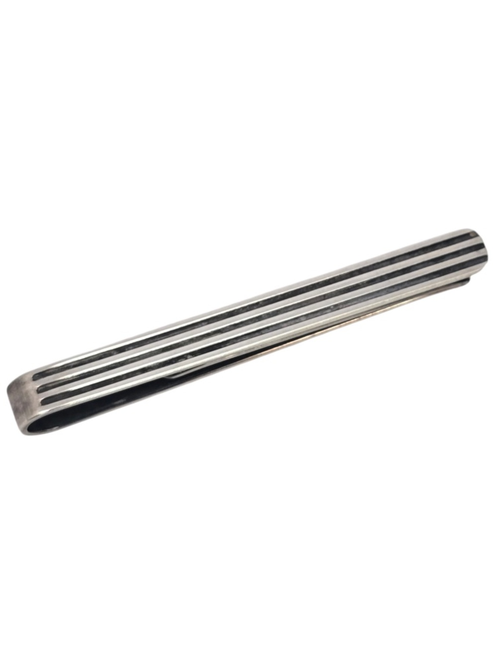 Georg Jensen Hans Hansen Denmark Sterling Silver Ribbed Tie Bar Clip #24548
